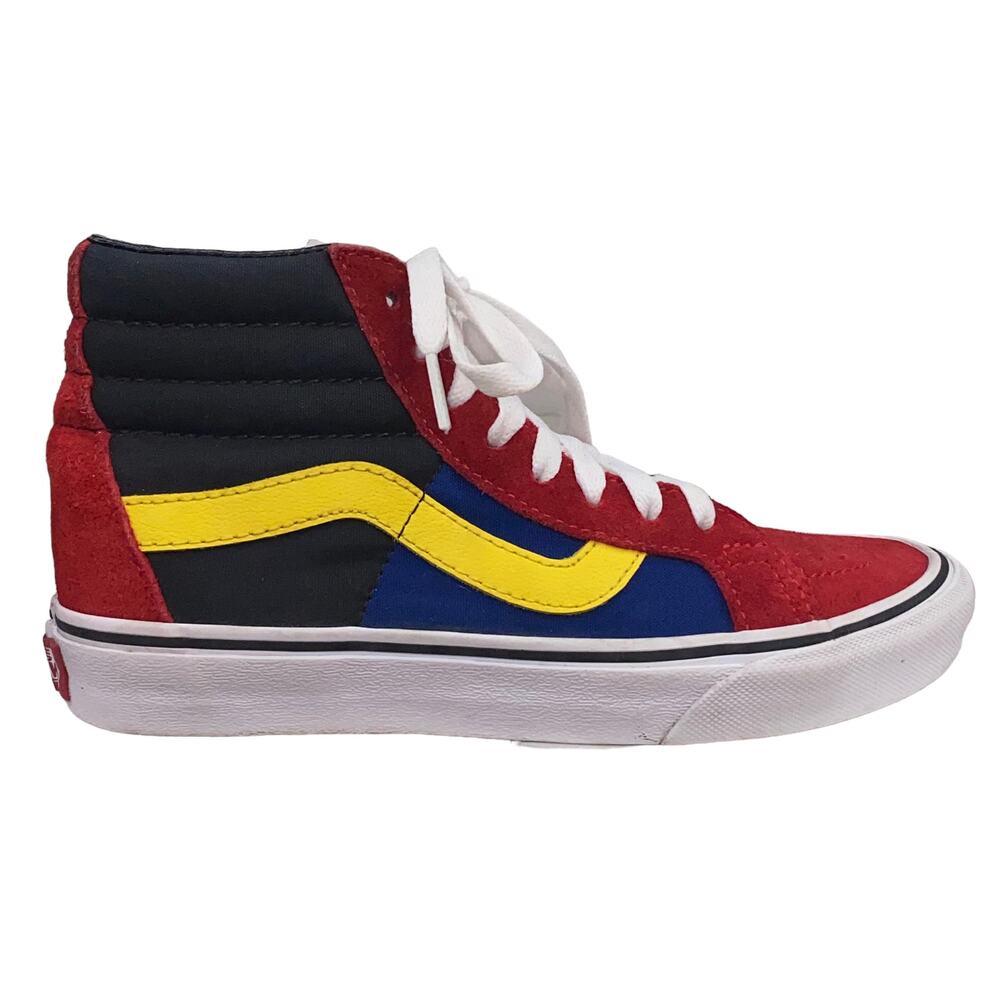 Vans Red, Yellow, and Blue High-Top Sneakers